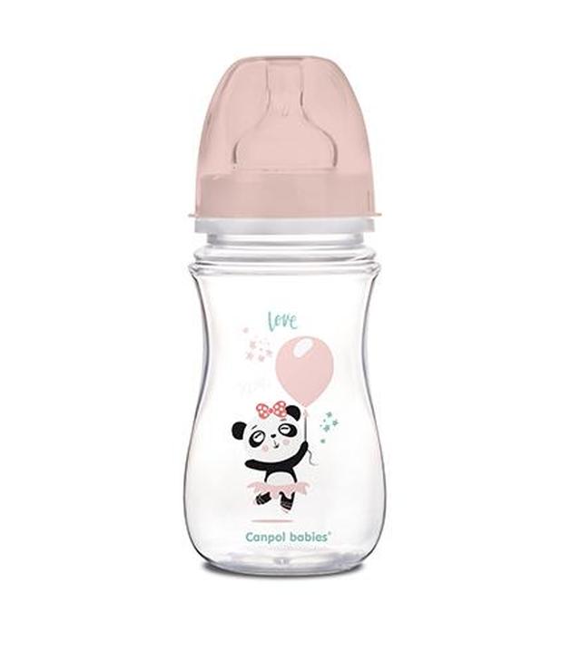 CANPOL BABIES Butelka szerokootworowa antykolkowa EasyStart różowa 35/221 - 240 ml