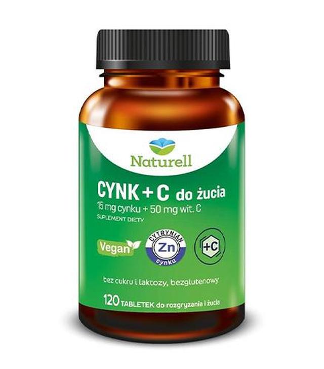 Naturell Cynk + C do żucia, 120 tabletek