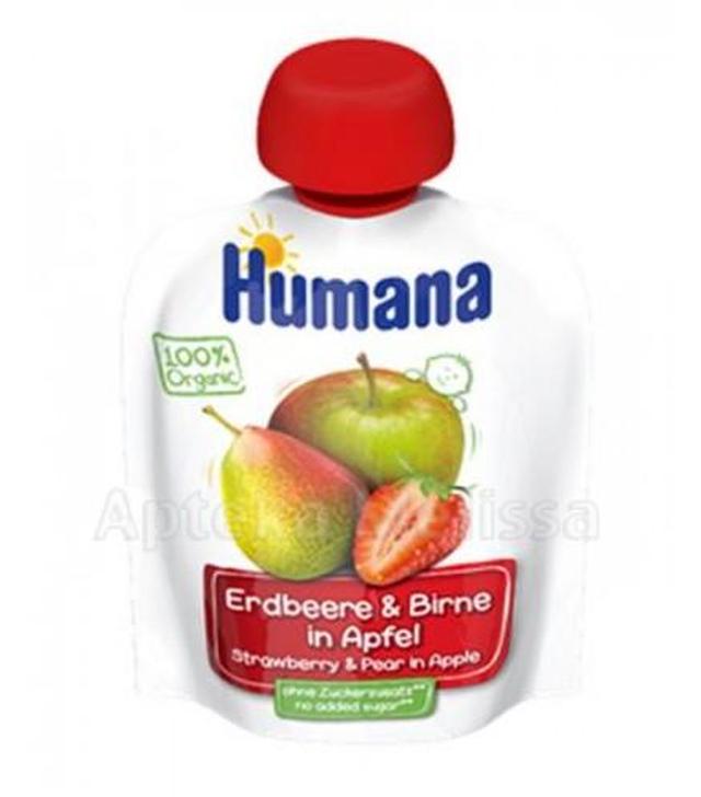 HUMANA 100% ORGANIC Mus Jabłko-Gruszka-Truskawka po 8 miesiącu - 90 g - ważny do 2025-10-28
