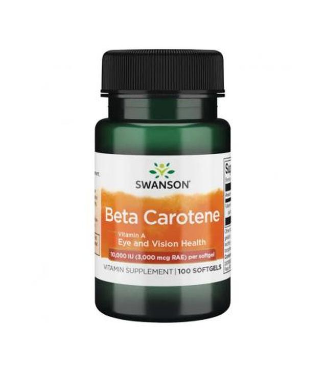 SWANSON Beta Carotene 10.000 I.U. - 100 kaps. - cera, wzrok, odporność - cena, opinie, wskazania