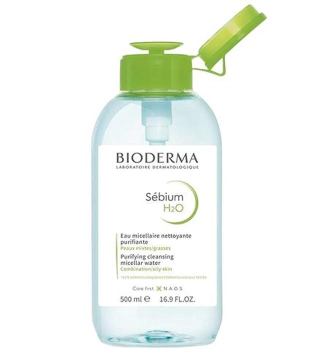 Bioderma Sebium H2O Antybakteryjna woda micelarna do oczyszczania twarzy i demakijażu z dozownikiem, 500 ml