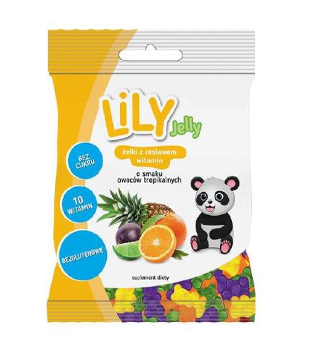 Lily Jelly Żelki z zestawem 10 witamin o smaku owoców tropikalnych bez cukru bezglutenowe, 80 g, cena, opinie, wskazania