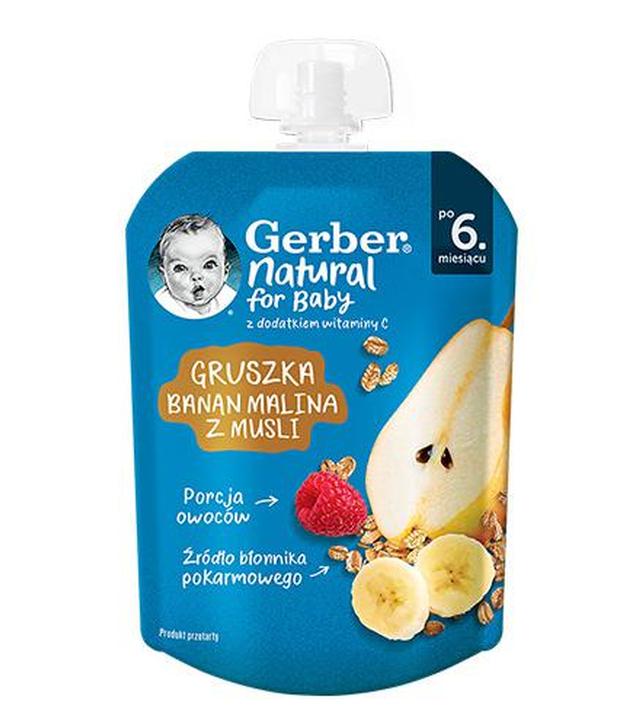Gerber Natural For Baby Deserek gruszka banan malina z musli po 6. miesiącu, 80 g
