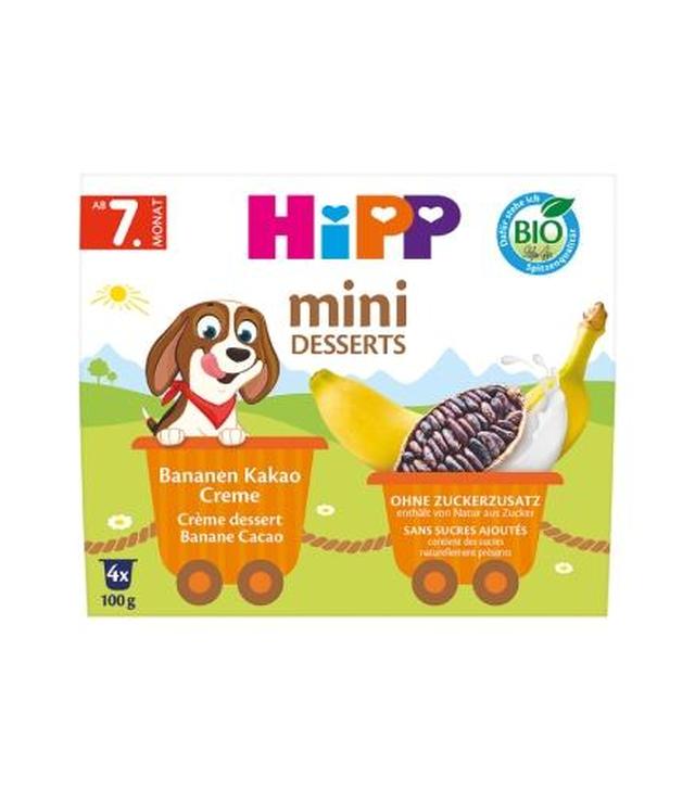 Hipp Bio od pokoleń, Krem z bananami i kakao, od 7. m-ca, 4 x 100 g