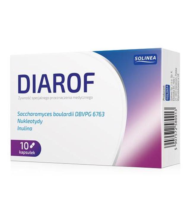 DIAROF - 10 kaps. - wspomagająco przy biegunce, zatruciu cena, stosowanie, opinie