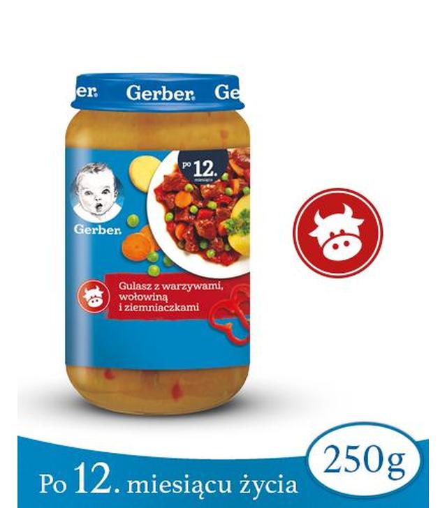 GERBER JUNIOR Obiadek gulasz z warzywami wołowiną i ziemniaczkami po 12 miesiącu - 250 g