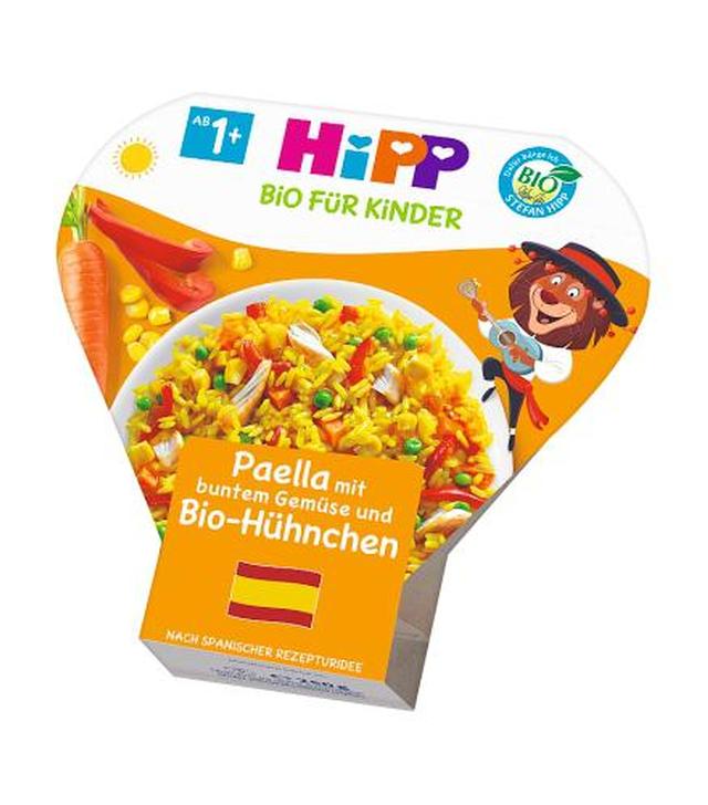 HiPP BIO od pokoleń, Paella z kolorowymi warzywami i kurczakiem, po 1. roku, 250 g, cena, opinie, wskazania - ważny do 2024-08-20
