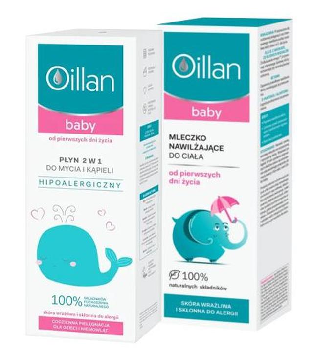 Oillan Baby Zestaw Płyn do mycia i kąpieli 2w1, 400 ml + Mleczko nawilżające, 200 ml, cena, opinie, wskazania