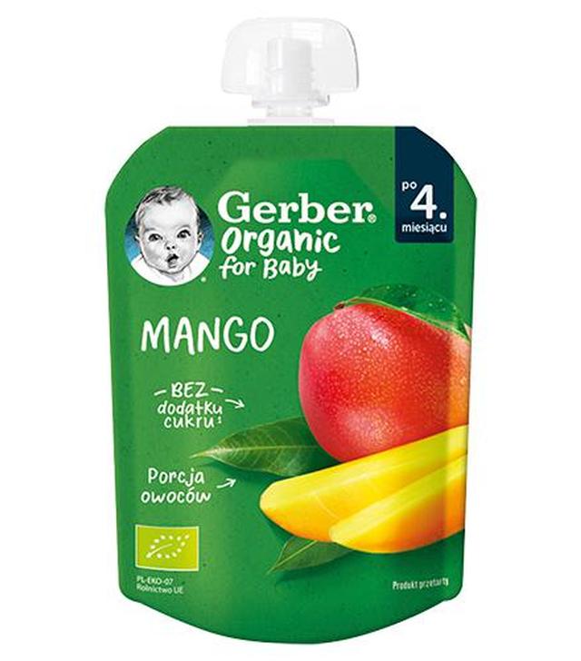 Gerber Organic Deserek w tubce Mango po 4. miesiącu, 80 g, cena, opinie, skład