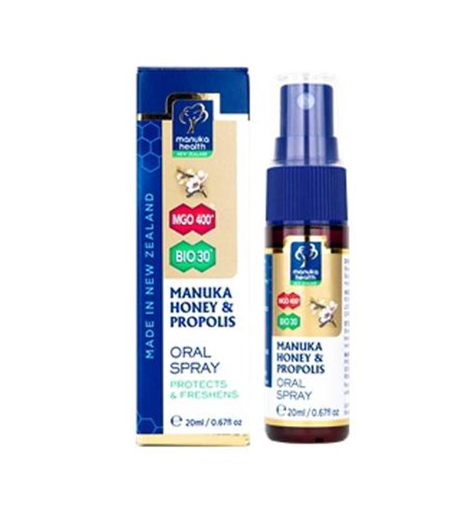 Manuka Health Spray doustny z miodem Manuka MGO 400+ i propolisem BIO 30 - 20 ml Do higieny jamy ustnej - cena, opinie, stosowanie