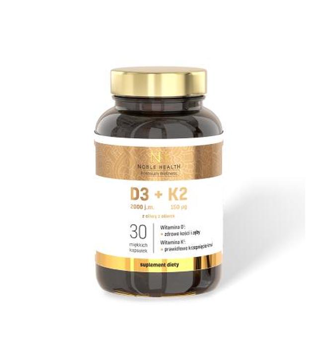 Noble Health Witamina D3+K2 z oliwą z oliwek, 30 kapsułek - ważny do 2025-08-31
