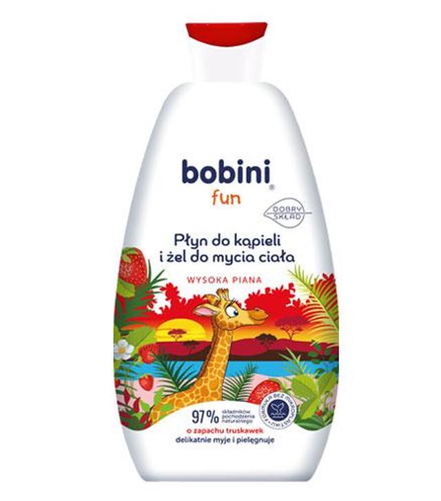 Bobini Fun Płyn do kąpieli i Żel do mycia wysoka piana o zapachu truskawek, 500 ml