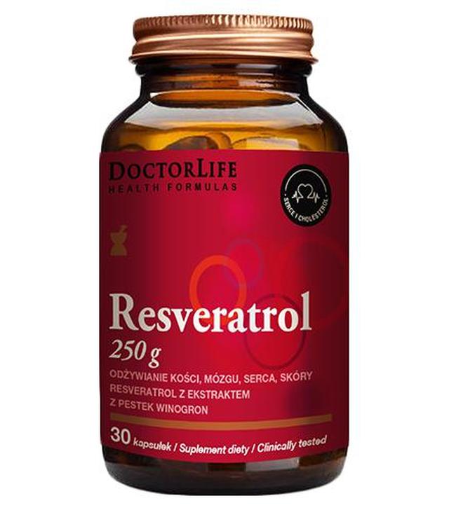 Doctor Life Resveratrol 250 mg z ekstraktem z pestek winogron - 30 kaps. - cena, opinie, właściwości