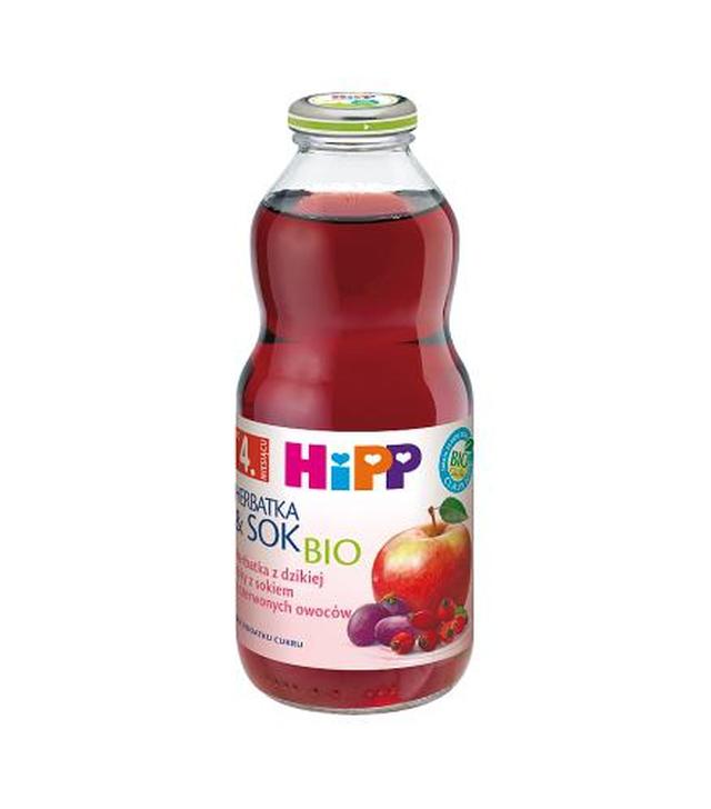 HiPP BIO Herbatka & Sok Bio z dzikiej róży z sokiem z czerwonych owoców po 4 miesiącu - 500 ml