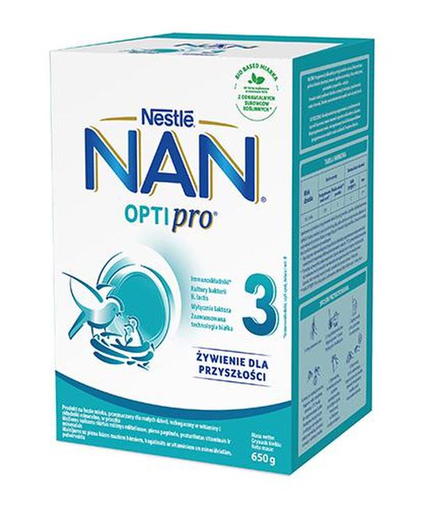 Nestle Nan Optipro 3 Mleko modyfikowane wzbogacone w witaminy i składniki mineralne dla dzieci po 1. roku życia, 650 g