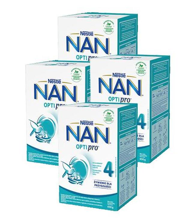 Nestle Nan Optipro 4 Mleko modyfikowane wzbogacone w witaminy i składniki mineralne dla dzieci po 2. roku życia, 4 x 650 g