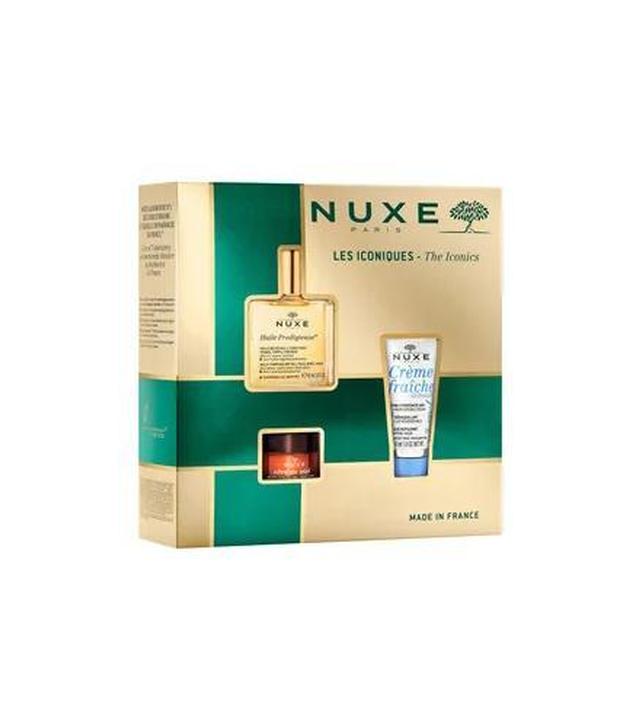 Nuxe Zestaw świąteczny Bestsellery Huile Prodigieuse Suchy olejek do twarzy, ciała, włosów 50 ml + Krem do twarzy nawilżający 3w1 30 ml + Balsam odżywczy do ust 15 g