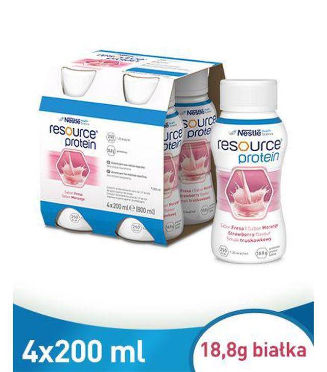 Resource Protein, płyn, smak truskawkowy, 4 x 200 ml