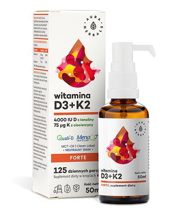 Aura Herbals Witamina D3 4000 IU + K2MK7 Forte - 50 ml - cena, opinie, składniki