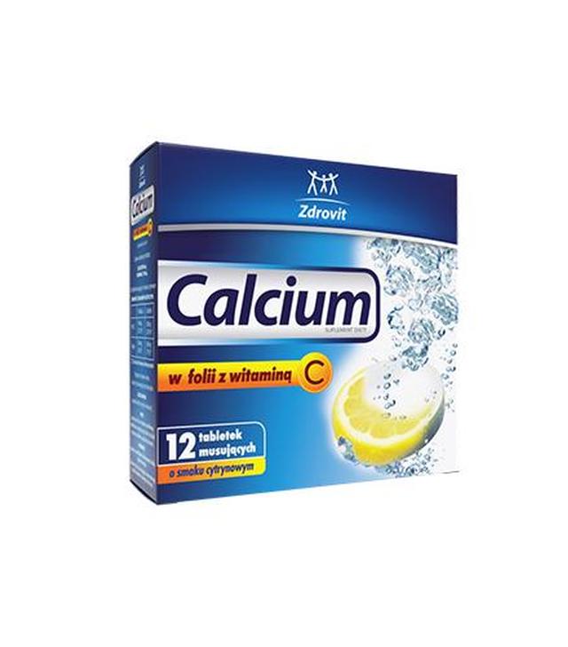 Zdrovit Calcium w folii z witaminą C o smaku cytrynowym - 12 tabl. mus. - cena, opinie, właściwości