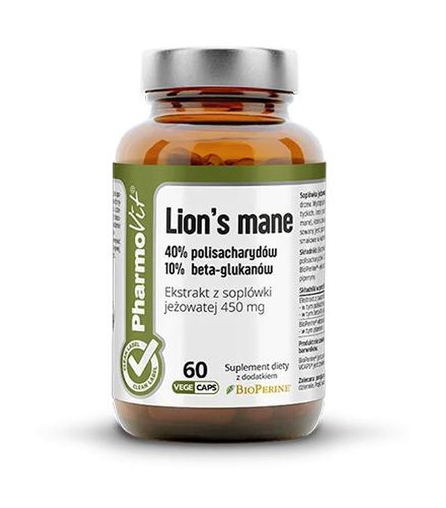 Pharmovit Lion's Mane 40% polisacharydów 10% beta-glukanów, 60 kapsułek Vcaps