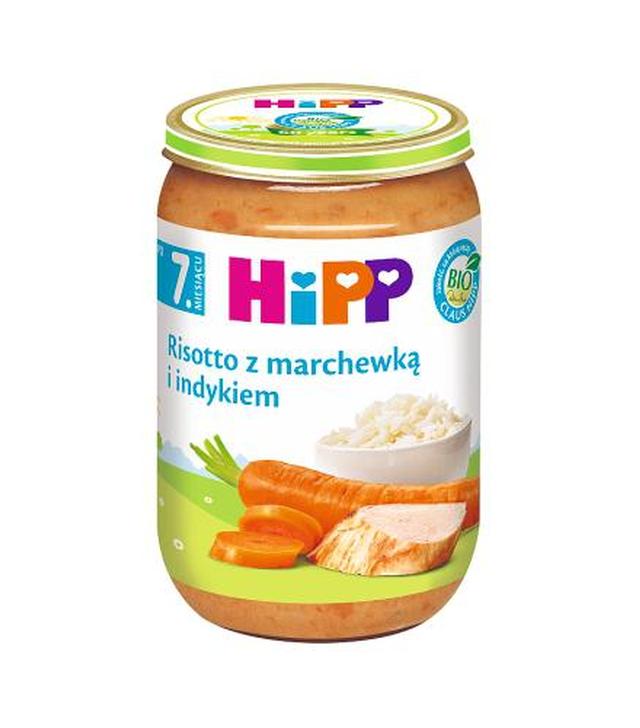 HiPP BIO od pokoleń, Risotto z marchewką i indykiem, po 7. m-cu, 220 g, cena, opinie, wskazania