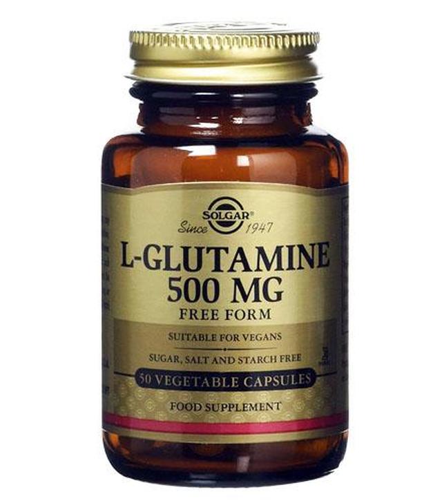 SOLGAR L-GLUTAMINA  500 mg - 50 kaps. - stres, uczucie niepokoju - cena, opinie, właściwości