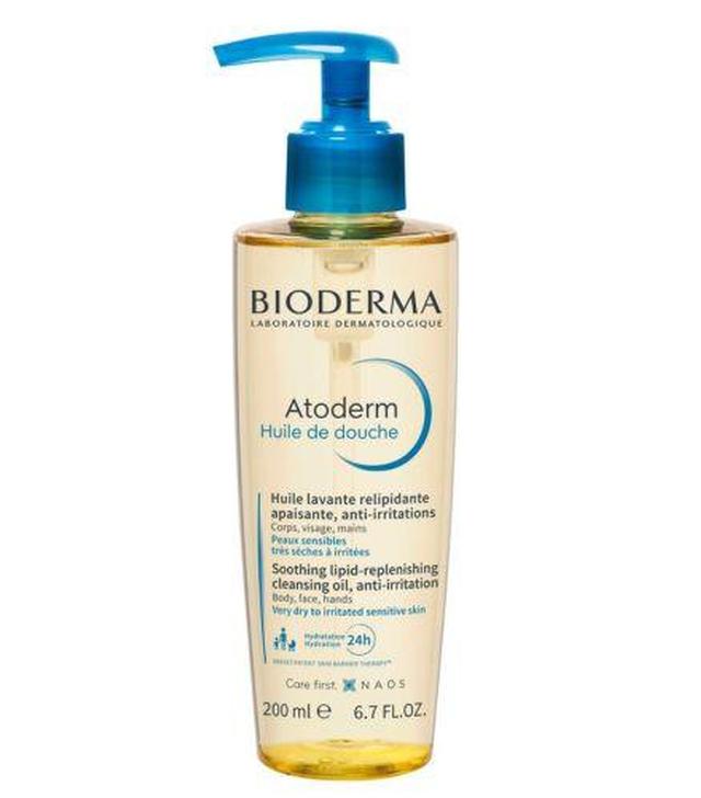 Bioderma Atoderm Huile de douche, nawilżający olejek do kąpieli i pod prysznic do ciała i twarzy, 200 ml
