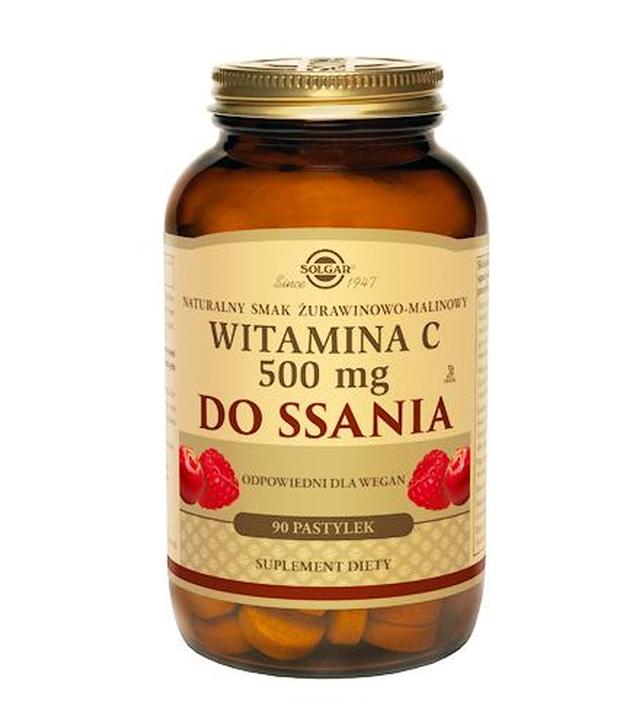 SOLGAR WITAMINA C 500 mg smak żurawinowo - malinowy - 90 past.