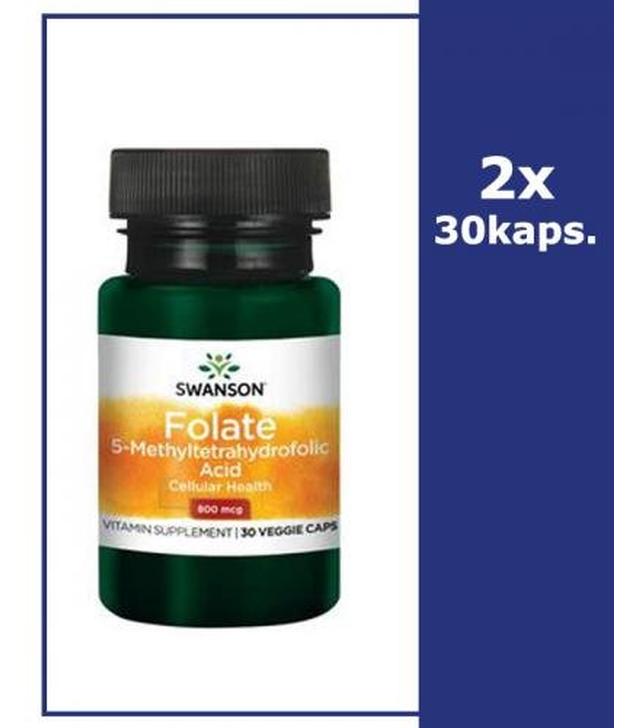 SWANSON Folian Quatrefolic 800 mcg, 2 x 30 kapsułek