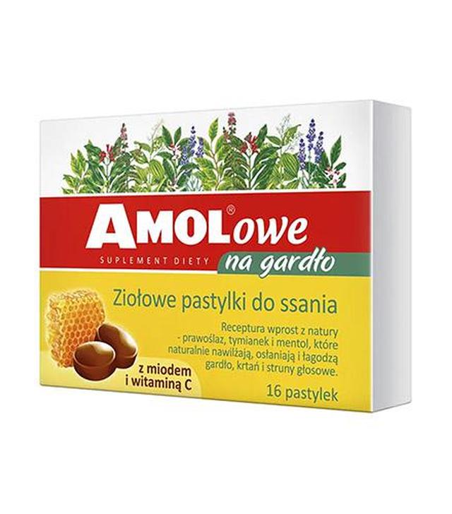 Amolowe na gardło, pastylki do ssania, z miodem i witaminą C, 16 sztuk - ważny do 2025-08-31