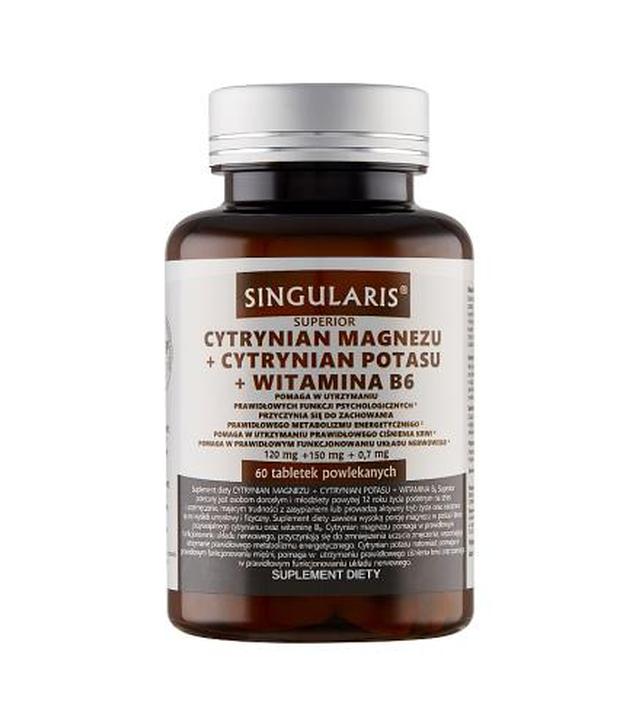 Singularis Superior Cytrynian Magnezu + Cytrynian Potasu + Witamina B6 + 120 mg + 150 mg + 0,7 mg - 60 tabl. - cena, opinie, właściwości