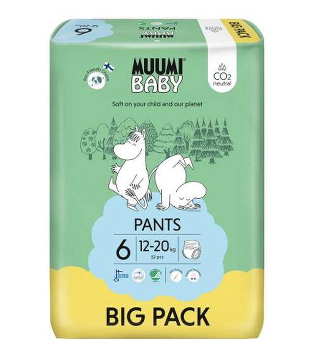 Muumi Baby Pants pieluchomajtki 6 Junior 12-20 kg, 52 sztuki