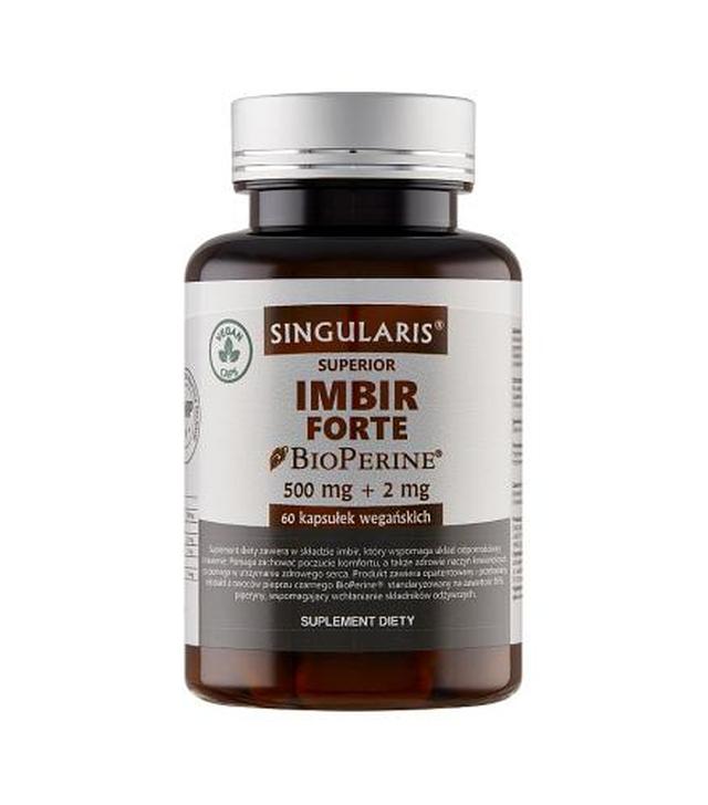Singularis Superior Imbir Forte 500 mg  + BioPerine 2 mg - 60 kaps. - cena, opinie, wskazania - ważny do 2025-05-31