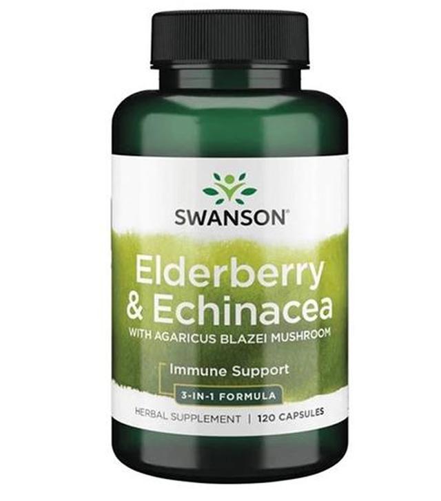 SWANSON Elderberry, Agaricus, Echinacea - wspomaganie odporności -  120 kaps. - cena, dawkowanie, opinie