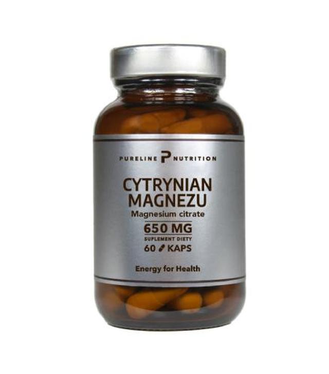 PURELINE NUTRITION Cytrynian Magnezu 650 mg, 60 kapsułek