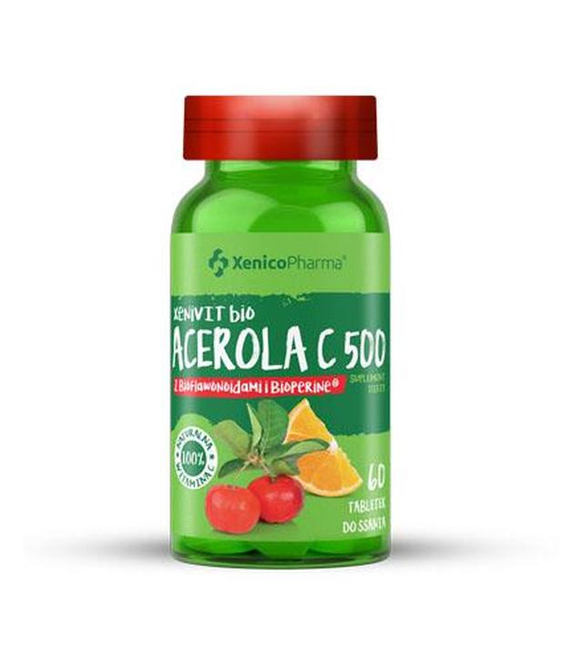 XENIVIT BIO Acerola C 500, Na odporność, 60 tabletek do ssania