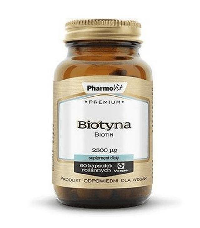 PharmoVit Premium Biotyna 2500 µq - 60 kaps. Na włosy i skórę - cena, opinie, właściwości