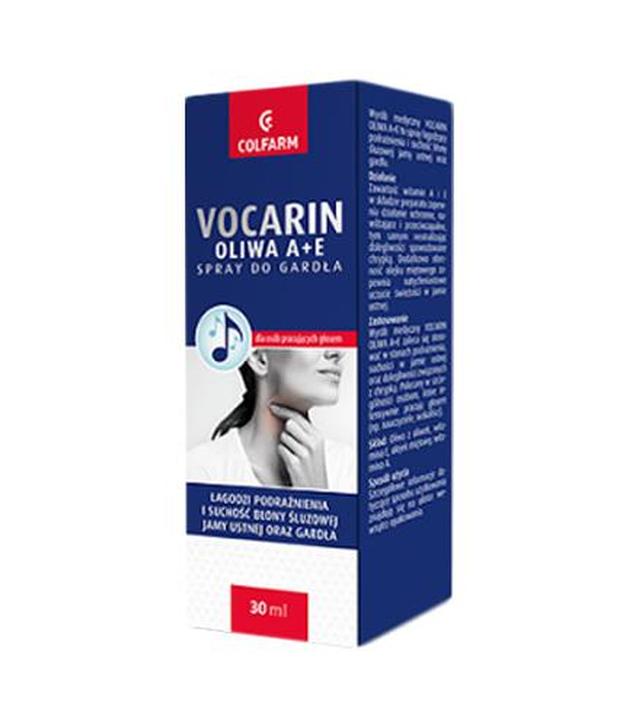Vocarin Oliwa A+E Spray do gardła, 30 ml, cena, wskazania, właściwości