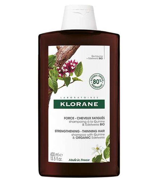 Klorane Wzmocnienie - włosy przerzedzone, wypadające szampon z Chininą i Organiczną Szarotką, 400 ml, cena, opinie, stosowanie