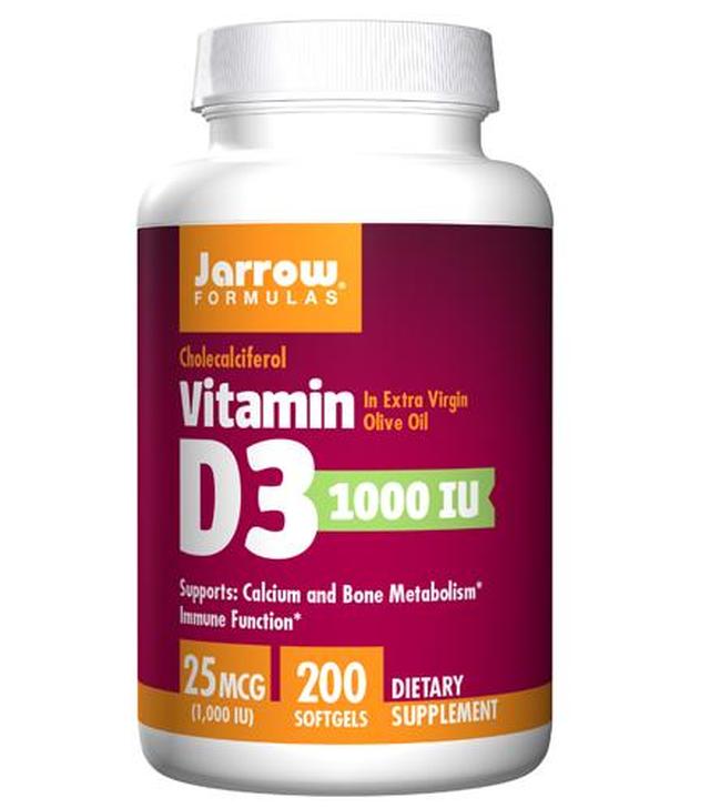 JARROW FORMULAS Vitamin D3 1000 IU - 200 kaps. - ważny do 2025-08-31