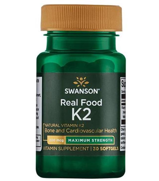 SWANSON Witamina K2 naturalna 200 mcg, 30 kaps., cena, opinie, właściwości - ważny do 2025-07-31