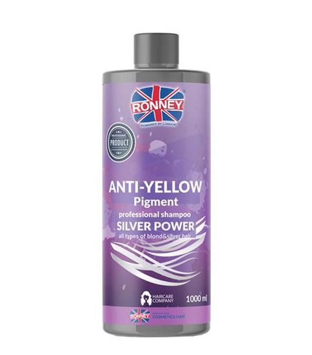 Ronney Professional Shampoo Silver Power Anti-Yellow Pigment Szampon do włosów blond rozjaśnianych i siwych, 1000 ml