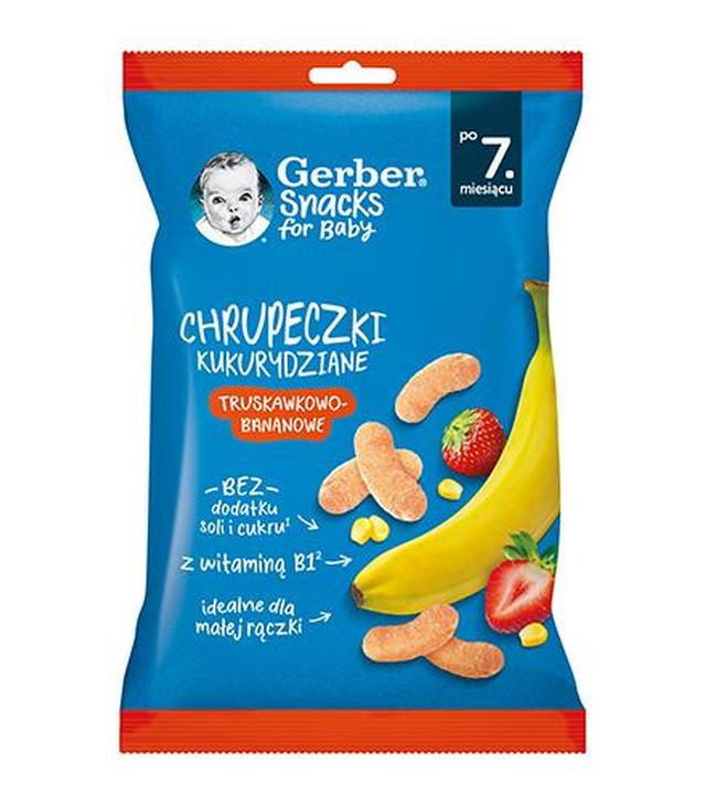 Gerber Chrupeczki kukurydziane bananowo-truskawkowe po 7. miesiącu, 28 g