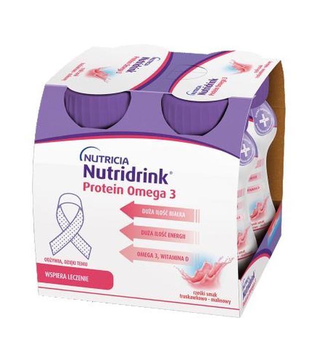 Nutridrink Protein Omega 3, napój rześki smak truskawkowo-malinowy, 4 x 125 ml - ważny do 2025-08-02