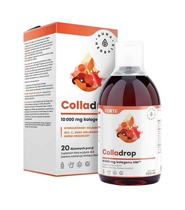 Aura Herbals Colladrop Forte 10000 mg kolagenu HM, 500 ml, cena, wskazania, właściwości