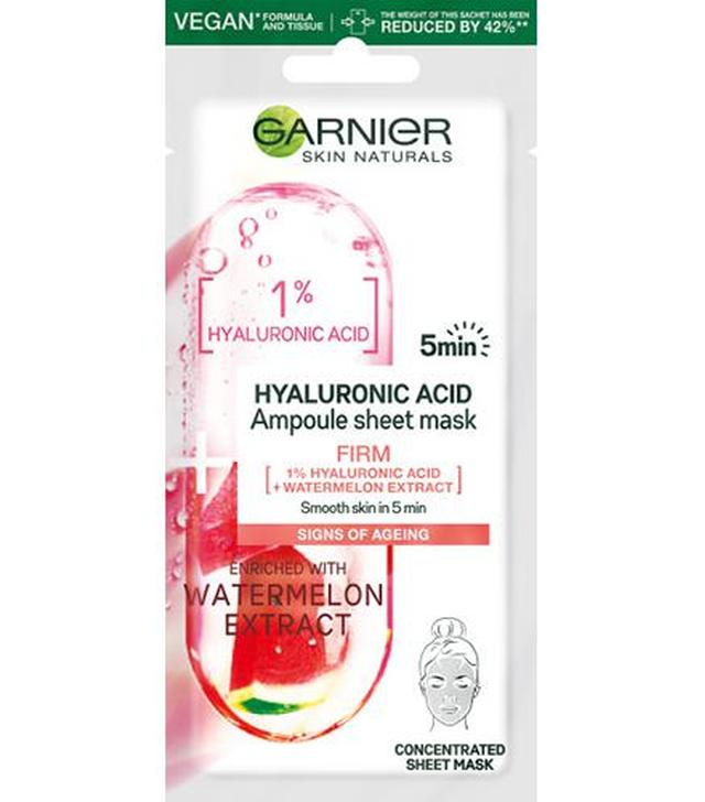 Garnier Skin Naturals Hyaluronic Acid Ampułka ujędrniająca w masce na tkaninie - 15 g - cena, opinie, właściwości