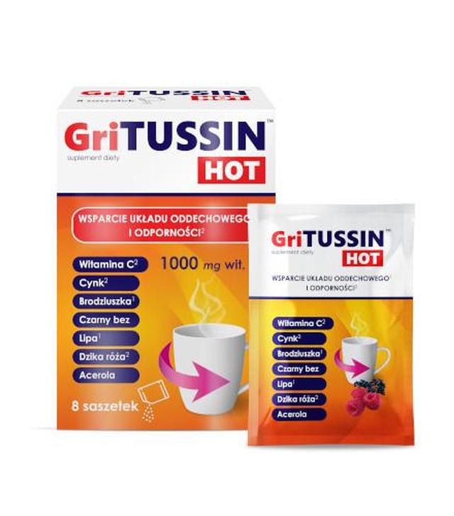 Domowa Apteczka, GriTussin Hot, 1000 mg, proszek, 8 saszetek