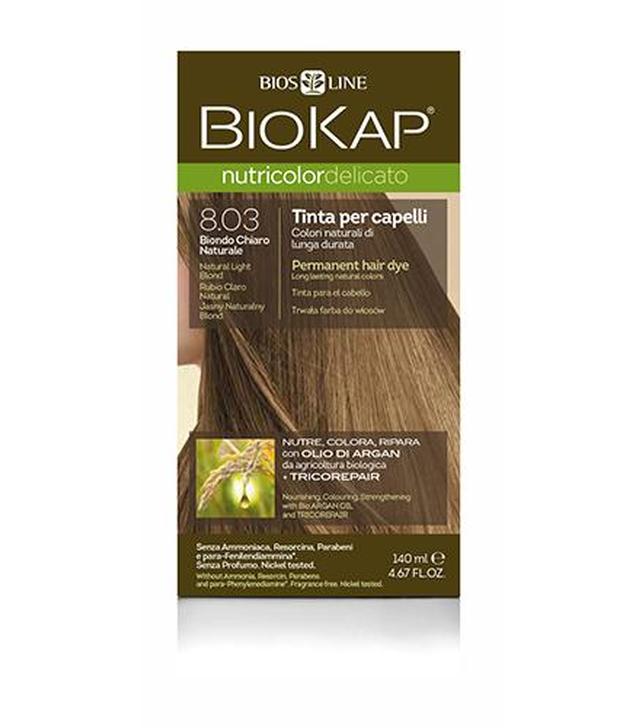 BioKap Nutricolor Delicato Farba do włosów 8.03 Jasny Naturalny Blond, 140 ml