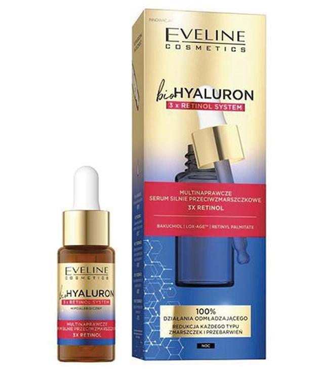 Eveline Cosmetics BioHyaluron 3 x Retinol System multinaprawcze serum noc, 18 ml, cena, opinie, właściwości